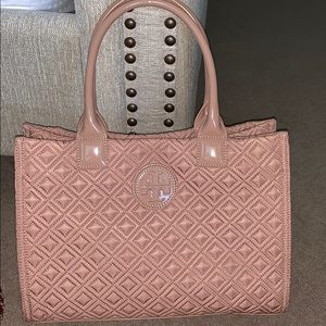 Tory Burch Quilted Ella Tote Blush Color